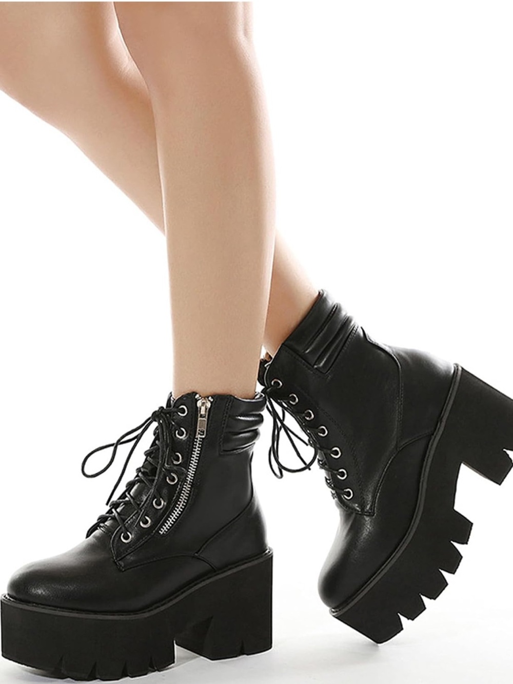 Goth platform combat boots black 5.5
